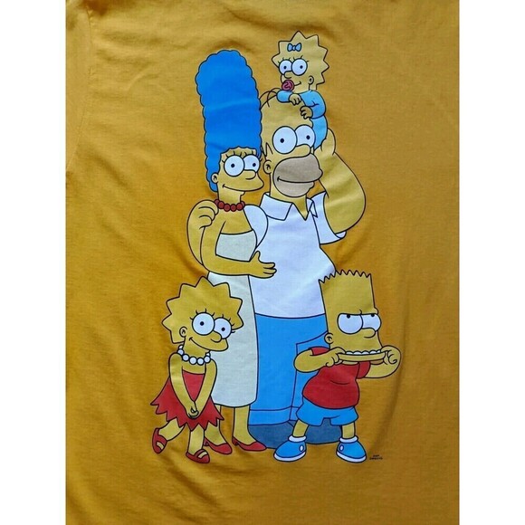 The Simpsons T-Shirt Men's Size Large Double Graphic Yellow Short Sleeve - Picture 6 of 9